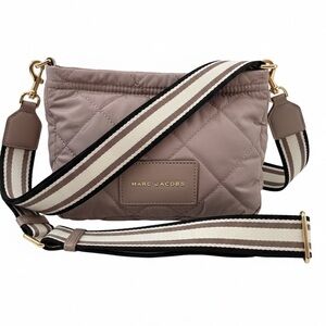 Marc Jacobs Quilted Crossbody Bag in Taupe with Striped Strap
